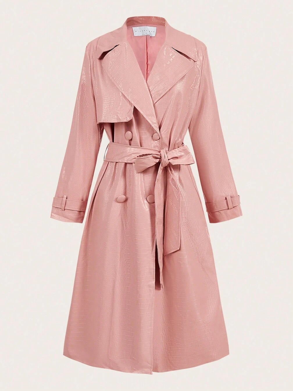 MISSGUIDED PU Crocodile Effect Double Breasted Lapel Collar Women