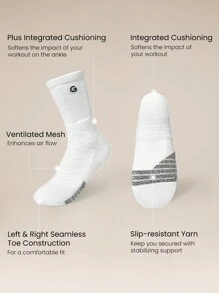 GLOWMODE Tất cổ cao màu trắng tập luyện với lớp đệm tích hợp và lớp lót mũi giày liền mạch - trắng - Xem 4