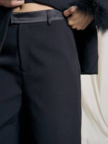 AiiRZ Feather Cuff Blazer & Trouser Suit - Black - View 5