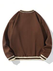 Manfinity Sporsity 1pc Men's Letter Print Pocket Round Neck Casual Versatile Long Sleeve Sweatshirt