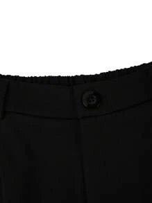SHEIN Clasi 女士秋冬流苏链条装饰西装外套和阔腿裤套装 - 黑色 - 查看 4