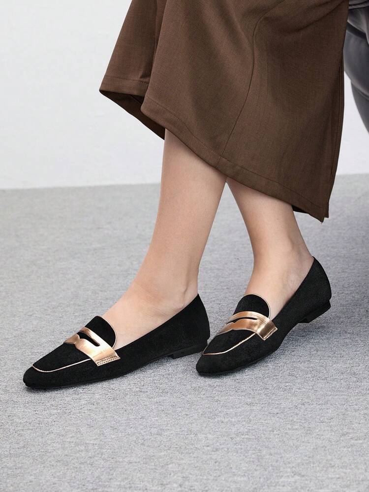 CUCCOO BIZCHIC New Low-Heel Fluffy Slip-On Loafers, Versatile Flat Dress/Casual Shoes For Women