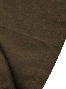 SHEIN Unity Plus Size Women Simple Front Button Casual Trousers - Coffee Brown - View 3