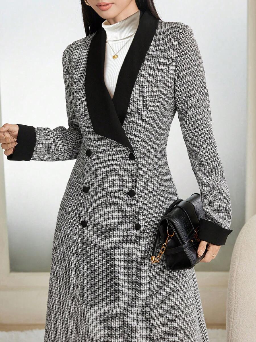 Modelyn Women's Elegant Patchwork Contrast Color Skinny Pants Fall Cloth For Women - Black - View 1