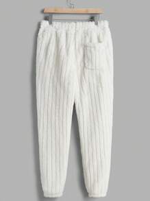 Manfinity VCAY 2pcs Men's Loose Fit Drop Shoulder Fleece Sweatsuit Set, Suitable For Autumn/Winter - Beige - View 5