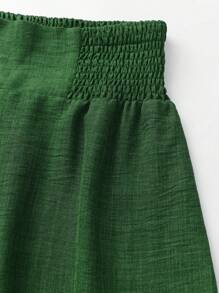 SHEIN Clasi Women's Solid Color Wide Leg Pants - Green - View 8