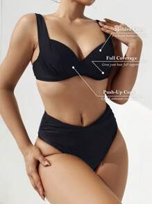 女士 Hardwire Padded 宽肩带休闲比基尼套装 夏季 - 黑色 - 查看 2