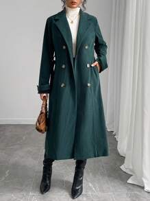 Chiquease Women Stand Collar Straight Ribbed Windbreaker Jacket, Autumn - Green - View 5