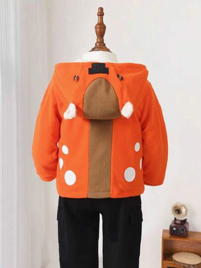 Chaqueta con capucha con estampado animal de ciervos para bebé niño, forro térmico, manga larga, adecuado para uso casual en otoño/invierno