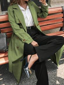 SHEIN Clasi 女士休闲单排扣宽松风衣，秋季