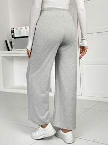 SHEIN Maternity Pants With Pockets, Elastic Waist, Casual And Versatile Loose Fit