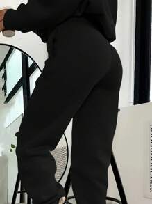 INAWLY 2 件女式连帽运动衫和抽绳腰袋运动裤套装，休闲运动套装