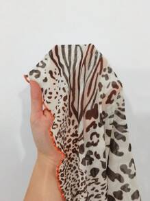 INAWLY 大码时尚动物印花荷叶边吊带上衣，夏季图案猎豹印花 T 恤女式上衣