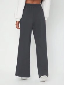 SHEIN Tall Pantalones deportivos unicolor de cintura con cordón de pierna ancha