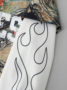 ROMWE MEN Street Life Men's Layered Wide Sleeve Hoodie, Street Style - Green - View 5