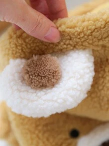 PETSIN 1 件宠物秋冬保暖毛绒熊形连帽衫宠物夹克 - 咖啡棕 - 查看 7