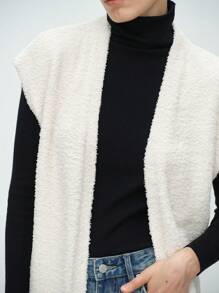 Aalyst Áo khoác cardigan dáng dài tay cánh dơi màu trơn đơn giản cho nữ, mùa thu/đông - Màu be - Xem 6
