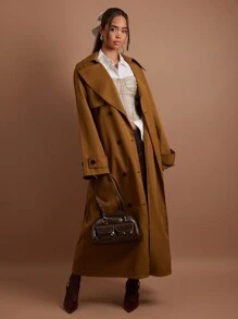 COSMINA 女式纯色前扣长袖口袋休闲风衣