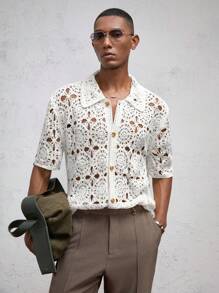 AKNOTIC Business Casual Camiseta de punto de cuello vuelto y manga media, corte slim, adecuada para otoño/invierno, para hombre