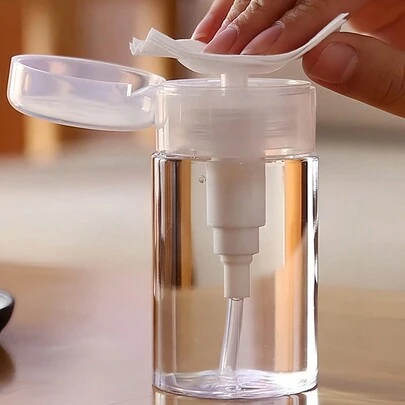 1 件塑料泵式分配器空储存瓶，液体按压泵式分配器空瓶，适用于指甲油去除剂、卸妆液、带翻盖的泵式瓶分配器、旅行储存瓶（120 毫升-200 毫升）圣诞节节日礼物