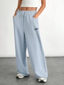 Manfinity VCAY Unisex Drawstring Waist Straight Leg Knitted Pants