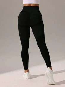 Easithlete Damen einfarbige, hochgeschnittene, einfache, nahtlose Leggings für den Lässig-Alltag