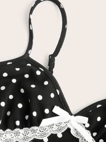 SHEIN MOD Knit Ribbed Pattern Slim-Fit Women's Camisole - Black and White - View 3