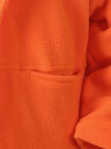 Baby Boy Deer Animal Print Button Hoodie Jacket, Thermal Lined, Long Sleeve, Suitable For Casual Wear In Autumn/Winter - Orange - View 6