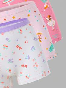 SHEIN 6pcs/Set Young Girl' Pink Series Fairy Source 100% Cotton Comfortable Printed Briefs