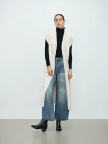 Aalyst Áo khoác cardigan dáng dài tay cánh dơi màu trơn đơn giản cho nữ, mùa thu/đông - Màu be - Xem 1