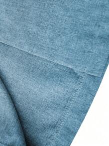 SHEIN Unity Plus Size Front Button Plain Suit Pants, Casual For Daily Wear - Blue - View 5