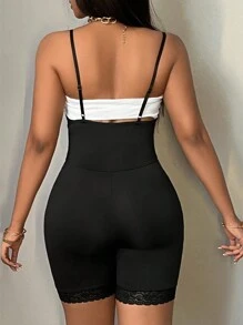 Slaydiva Front Button Short Jumpsuit, Autumn/Winter - Black - View 2