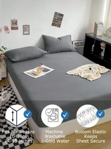 1 pièce de drap-housse de couleur unie doux - protège-matelas avec poche légèrement plus profonde (38 cm / 15 po de profondeur) - housse de matelas et surmatelas moderne et profond pour tous les formats de lit (simple, double, queen, king, une place, deux places). Ensemble literie scolaire, oreiller et taie d'oreiller non inclus.