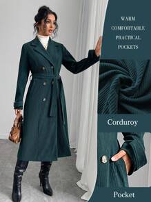 Chiquease Women Stand Collar Straight Ribbed Windbreaker Jacket, Autumn - Green - View 1