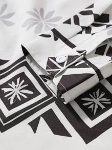 Manfinity Homme Weihnachten Rentier Muster Herren Große Größen Lässig Knopfhemd mit Kragen, Langarm, Herbst/Winter, Party