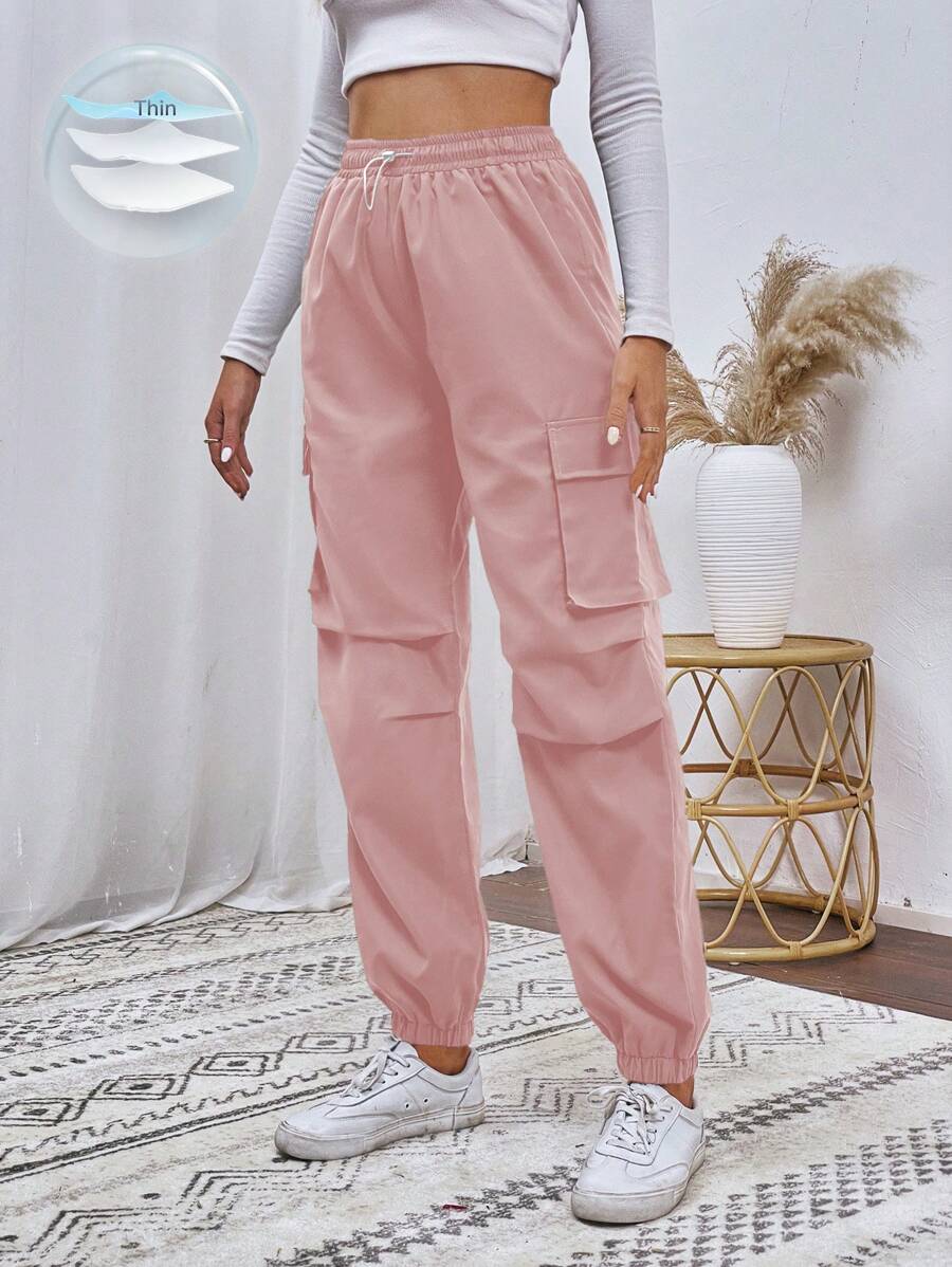 Lunelith SHEIN Lunessa Flap Pocket Side Cargo Pants Fall Cloth For Women
