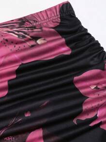 Sweetra 女士优雅花卉印花简约 A 字裙，休闲日常长裙