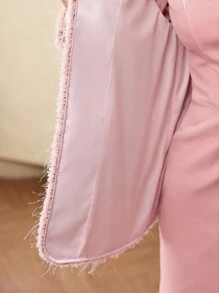 MOTF PREMIUM TWEED PATCH POCKET CONTRAST TRIM JACKET - Pink - View 9