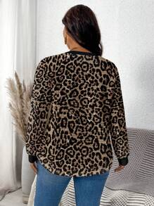 SHEIN LUNE Áo nỉ in họa tiết toàn thân tối giản, kiểu dáng thường ngày, cỡ lớn, chất liệu dệt kim kiểu waffle. - Nhiều màu - Xem 2