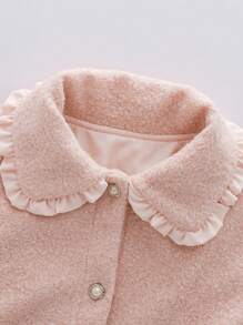 SHEIN 青少年女孩毛茸茸领子系带保暖优雅外套