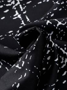 SHEIN Unity 大码女式松紧腰格子阔腿宽松休闲裤 - 黑色 - 查看 3