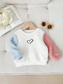 SHEIN Áo nỉ dài tay thêu lông dễ thương cho bé gái mùa thu/đông - Nhiều màu - Xem 2