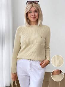 SHEIN LUNE Women's Thermal Lined Turtleneck Base Layer Sweater Women Sweaters Fall Sweaters Fuzzy Sweater - Brown - View 1