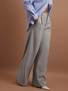 COSMINA 女士休闲/工作条纹阔腿正装裤 - 灰色 - 查看 1