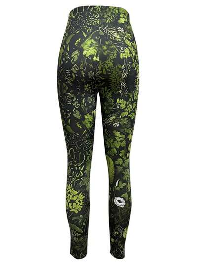 Women's Geometric Print Skinny Leggings, Sexy Fitted Knit Fabric, High Waist Full Length Tights, Suitable For All Seasons Casual Spring