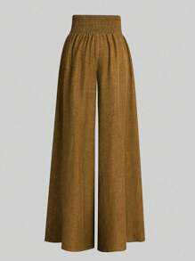 SHEIN Clasi Women's Wide-Waisted Wide-Leg Trousers Fall Cloth For Women - Khaki - View 2