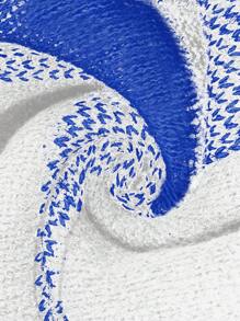 SHEIN Unity Plus Size Plaid High Neck Asymmetric Hem Casual Pullover Sweater, For Winter Knit Pullover Fall - Blue - View 6