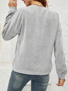 INAWLY Áo nỉ dài tay cổ tròn in hình hoạt hình Giáng sinh dành cho nữ, thích hợp mặc mùa thu. - Xám - Xem 2