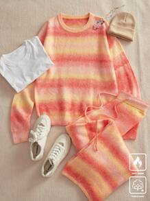 Claim Dot Men's Striped Print Crew Neck Long Sleeve Top And Long Pants Casual Sweater Set