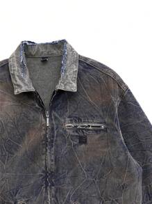 NEON BLANC Men's Retro Washed Denim Long Sleeve Jacket